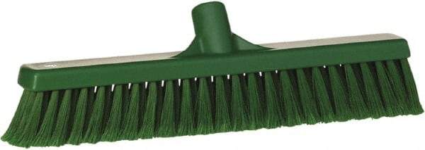 Vikan - 16" Fine Particle Synthetic Push Broom - 2" Bristle Length, Plastic Block, European Threaded Handle Connection - All Tool & Supply