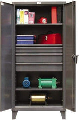 Strong Hold - 3 Shelf 3 Bin Locking Storage Cabinet - Steel, 36" Wide x 24" Deep x 78" High, Dark Gray - All Tool & Supply