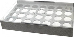 Made in USA - 28 Collet, ER40 Plastic Collet Rack and Tray - 9-1/8 Inch Wide x 2-1/4 Inch High x 14-1/4 Inch Long, Clear Sliding Lid - Exact Industrial Supply