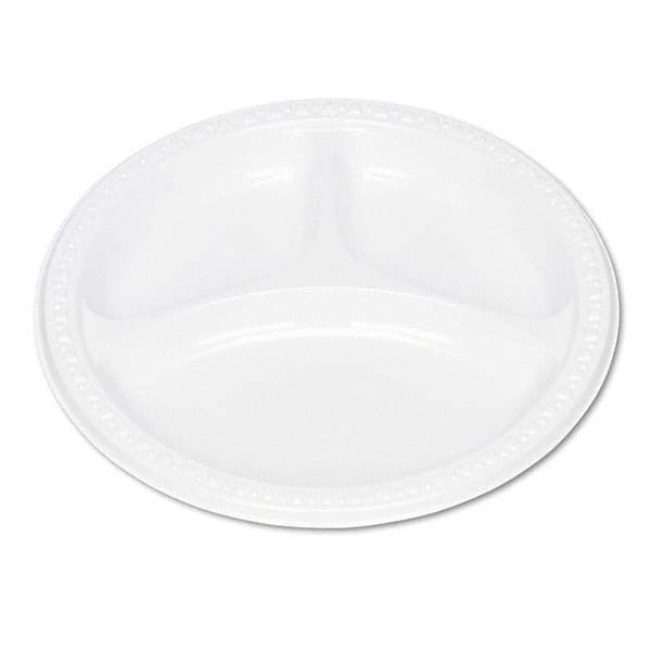 Tablemate Products - Plastic Dinnerware, Compartment Plates, 9" Diam, White, 125/Pack - All Tool & Supply