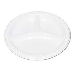 Tablemate Products - Plastic Dinnerware, Compartment Plates, 9" Diam, White, 125/Pack - All Tool & Supply