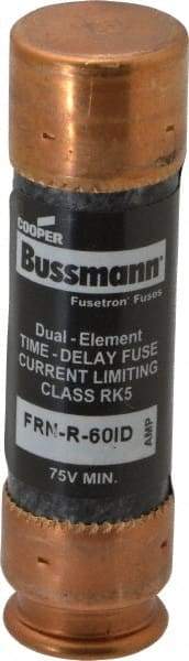 Cooper Bussmann - 125 VDC, 250 VAC, 60 Amp, Time Delay General Purpose Fuse - Fuse Holder Mount, 76.2mm OAL, 20 at DC, 200 (RMS) kA Rating, 20.6mm Diam - All Tool & Supply