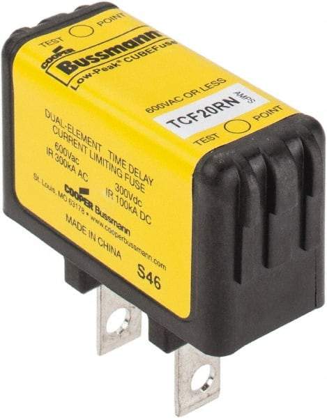 Cooper Bussmann - 300 VDC & 600 VAC, 20 Amp, Time Delay General Purpose Fuse - Plug-in Mount, 47.75mm OAL, 100 at DC, 200 (CSA RMS), 300 (UL RMS) kA Rating - All Tool & Supply