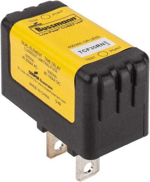 Cooper Bussmann - 300 VDC, 600 VAC, 35 Amp, Time Delay Finger Safe Fuse - Plug-in Mount, 54.1mm OAL, 100 at DC, 200 (CSA RMS), 300 (UL RMS) kA Rating - All Tool & Supply