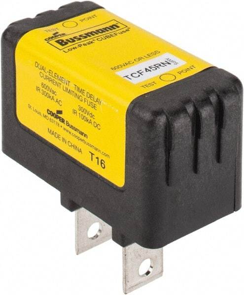 Cooper Bussmann - 300 VDC, 600 VAC, 45 Amp, Time Delay General Purpose Fuse - Plug-in Mount, 54.1mm OAL, 100 at DC, 200 (CSA RMS), 300 (UL RMS) kA Rating - All Tool & Supply