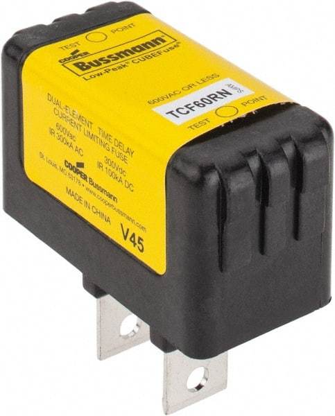 Cooper Bussmann - 300 VDC, 600 VAC, 60 Amp, Time Delay General Purpose Fuse - Plug-in Mount, 76.45mm OAL, 100 at DC, 200 (CSA RMS), 300 (UL RMS) kA Rating - All Tool & Supply