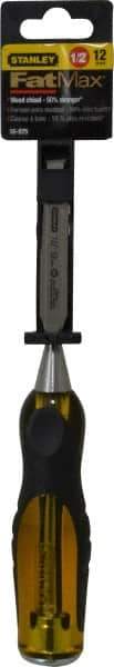 Stanley - 9" OAL x 1/2" Blade Width Wood Chisel - 1/2" Tip, Acetate & Rubber Grip Handle - All Tool & Supply