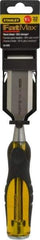 Stanley - 9" OAL x 1-1/4" Blade Width Wood Chisel - 1-1/4" Tip, Acetate & Rubber Grip Handle - All Tool & Supply