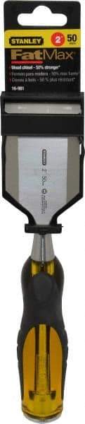 Stanley - 9" OAL x 2" Blade Width Wood Chisel - 2" Tip, Acetate & Rubber Grip Handle - All Tool & Supply