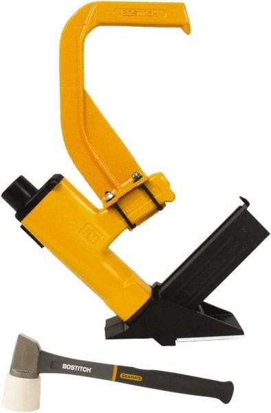 Stanley Bostitch - 1/2" Crown, 16 Gauge, 92 Staple Capacity Power Stapler - 1/4" Inlet, 70 to 90 psi Air Pressure, Includes Graphite Mallet & Pre-Finished Flooring Adapter Foot - All Tool & Supply