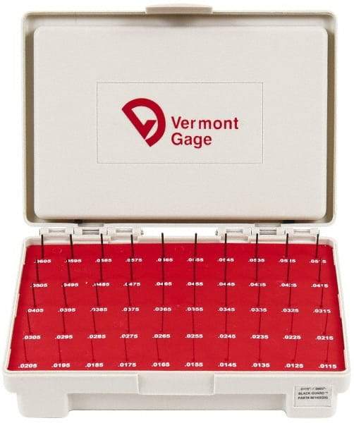 Vermont Gage - 50 Piece, 0.0115-0.0605 Inch Diameter Plug and Pin Gage Set - Minus 0.0001 Inch Tolerance, Class ZZ - All Tool & Supply