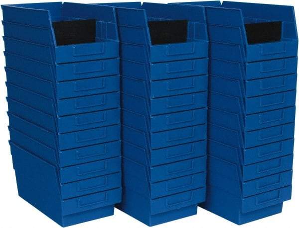 Quantum Storage - 50 Lb. Load Capacity, 11-5/8" Deep, Blue Polypropylene Hopper Shelf Bin - 6" High x 6-5/8" Wide x 11-5/8" Long - All Tool & Supply