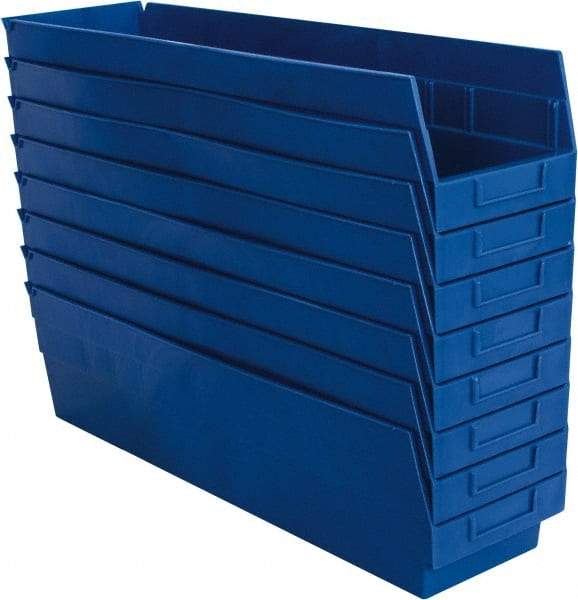 Quantum Storage - 50 Lb. Load Capacity, 23-5/8" Deep, Blue Polypropylene Hopper Shelf Bin - 6" High x 6-5/8" Wide x 23-5/8" Long - All Tool & Supply