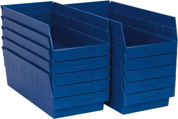 Quantum Storage - 50 Lb. Load Capacity, 17-7/8" Deep, Blue Polypropylene Hopper Shelf Bin - 6" High x 8-3/8" Wide x 17-7/8" Long - All Tool & Supply