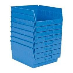 Quantum Storage - 50 Lb. Load Capacity, 11-5/8" Deep, Blue Polypropylene Hopper Shelf Bin - 6" High x 11-1/8" Wide x 11-5/8" Long - All Tool & Supply