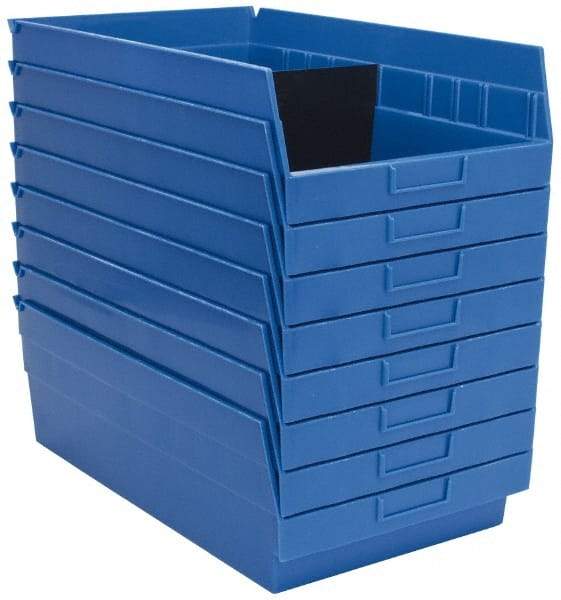 Quantum Storage - 50 Lb. Load Capacity, 17-7/8" Deep, Blue Polypropylene Hopper Shelf Bin - 6" High x 11-1/8" Wide x 17-7/8" Long - All Tool & Supply