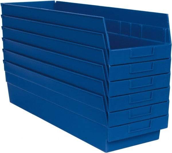 Quantum Storage - 50 Lb. Load Capacity, 23-5/8" Deep, Blue Polypropylene Hopper Shelf Bin - 6" High x 8-3/8" Wide x 23-5/8" Long - All Tool & Supply