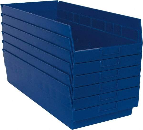 Quantum Storage - 50 Lb. Load Capacity, 23-5/8" Deep, Blue Polypropylene Hopper Shelf Bin - 6" High x 11-1/8" Wide x 23-5/8" Long - All Tool & Supply