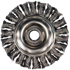 PFERD - 6" OD, 5/8-11 Arbor Hole, Knotted Stainless Steel Wheel Brush - 5/8" Face Width, 1-1/2" Trim Length, 0.023" Filament Diam, 9,000 RPM - All Tool & Supply