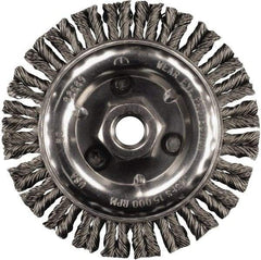 PFERD - 6" OD, 5/8-11 Arbor Hole, Knotted Stainless Steel Wheel Brush - 3/16" Face Width, 1-1/8" Trim Length, 0.02" Filament Diam, 12,500 RPM - All Tool & Supply