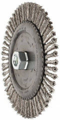 PFERD - 6-7/8" OD, 5/8-11 Arbor Hole, Knotted Stainless Steel Wheel Brush - 3/16" Face Width, 1-1/2" Trim Length, 0.02" Filament Diam, 9,000 RPM - All Tool & Supply