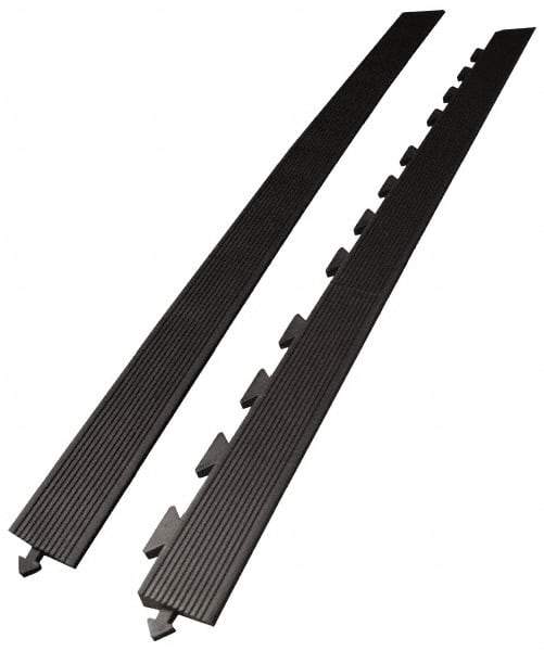 Wearwell - 5' Long x 3' Wide x 5/8" Thick, Anti-Fatigue Modular Matting Ramp Edge - Female, 1 Interlocking Side, Black, For Dry Areas, Series 502 - All Tool & Supply