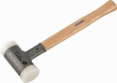 HALDER - 35 oz Head 2" Face Diam Nylon Dead Blow Hammer - 14-1/2" OAL, Hickory Handle - All Tool & Supply