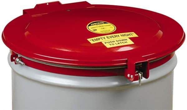 Justrite - 55 Gal, Steel Drum Cover - Hinged Self-Closing Drum Cover - All Tool & Supply