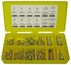 PRO-LUBE - 60 Piece, Metric, Box Plastic Steel Grease Fitting Set - Includes Metric Thread Types, Includes M10x1: (20) Straight, (4) 90°, M6x1: (12) Straight, (4) 90°, M8x1: (12) Straight, (4) 90° - All Tool & Supply