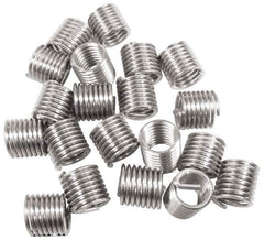 Recoil - 3/8-24 UNF, 2D, Stainless Steel Screw Locking Insert - 15 Free Coils, 3/4 Inch Overall Length, 0.448 to 0.468 Inch Outside Diameter, with Tang, Bright Finish - Exact Industrial Supply