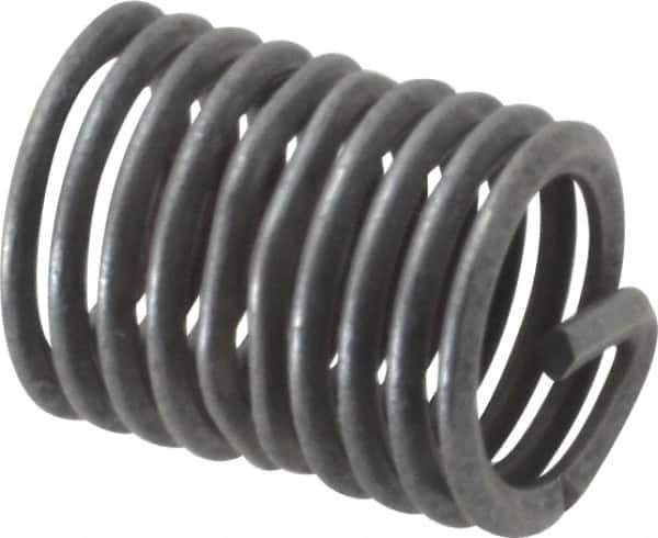 Recoil - M8x1.25 Metric Coarse, 2D, Stainless Steel Screw Locking Insert - 10-1/4 Free Coils, 16mm Overall Length, 9.8 to 10.35mm Outside Diameter, with Tang, Dry Film Lubricant - Exact Industrial Supply