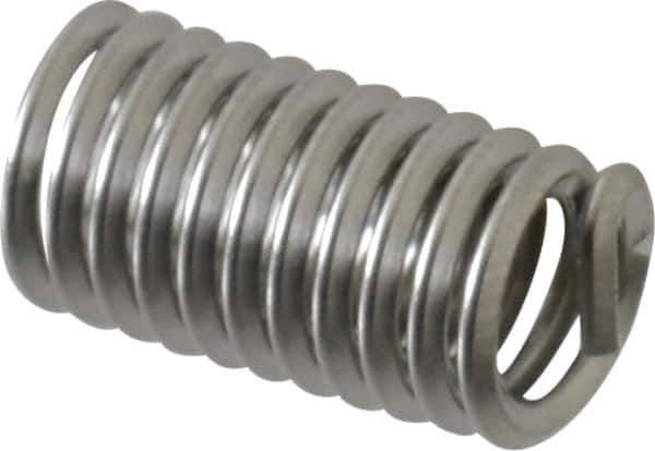 Recoil - #10-24 UNC, 0.57" OAL, Free Running Helical Insert - 11-3/8 Free Coils, Tanged, Stainless Steel, Bright Finish, 3D Insert Length - All Tool & Supply