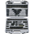 STANLEY® 1/4" & 3/8" Drive 99 Piece Fractional & Metric Black Chrome Laser Etched Socket Set - All Tool & Supply