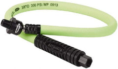 Legacy - 3/8" ID x 0.61" OD 2' Long Lead-In Whip Hose - FNPT x MNPT Ball Swivel Ends, 300 Working psi, 140°, 1/4" Fitting, Green - All Tool & Supply