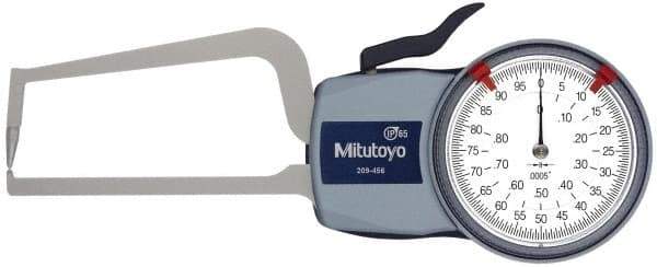 Mitutoyo - 0.8 Inch Max Measurement, 0.0005 Inch Graduation, Outside Dial Caliper Gage - 3.2 Inch Leg Length, 0.0015 Inch Accuracy - All Tool & Supply