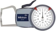 Mitutoyo - 0.4 Inch Max Measurement, 0.0002 Inch Graduation, Outside Dial Caliper Gage - 1.37 Inch Leg Length, 0.0008 Inch Accuracy - All Tool & Supply