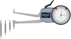 Mitutoyo - 50 to 100mm Inside Dial Caliper Gage - 0.01mm Graduation, 0.03mm Accuracy, 85mm Leg Length, 8.3mm Deep x 1.2mm Wide Groove, Ball Contact Points - All Tool & Supply