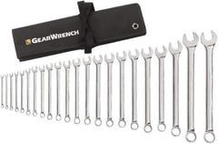 GearWrench - 22 Piece, 6mm to 23mm, 12 Point Combination Wrench Set - Metric Measurement Standard, Chrome Finish, Comes in Roll - All Tool & Supply