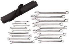 GearWrench - 18 Piece, 7mm to 24mm, 12 Point Combination Wrench Set - Metric Measurement Standard, Chrome Finish, Comes in Roll - All Tool & Supply