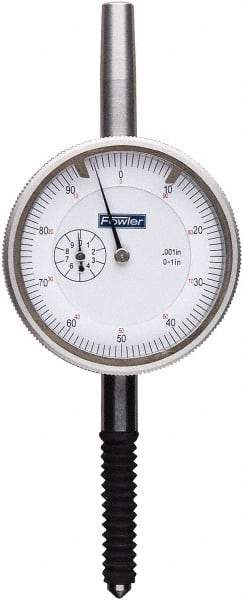 Fowler - 1" Range, 0-100 Dial Reading, 0.001" Graduation Dial Drop Indicator - 2-1/4" Dial, 0.1" Range per Revolution, 0.001" Accuracy, Revolution Counter - All Tool & Supply