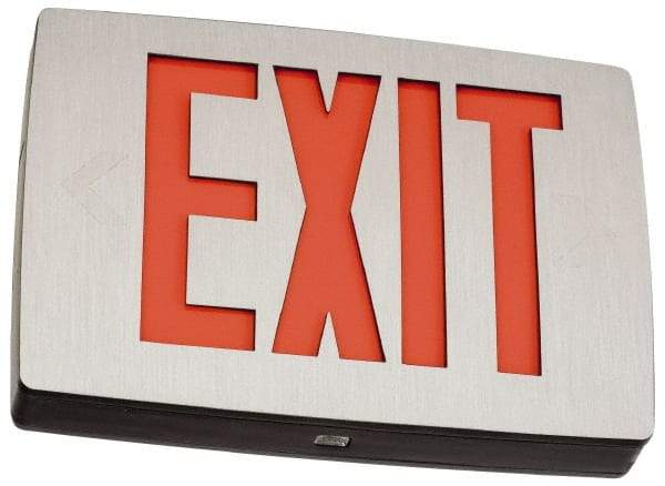 Lithonia Lighting - 1 Face, 1 Watt, Black, Aluminum, LED, Illuminated Exit Sign - 120/277 VAC, Nickel Cadmium, Universal Mounted, 11-3/4 Inch Long x 2 Inch Wide x 8-1/4 Inch High - All Tool & Supply