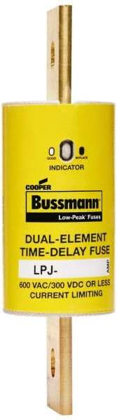 Cooper Bussmann - 300 VDC, 600 VAC, 225 Amp, Time Delay General Purpose Fuse - Bolt-on Mount, 7-1/8" OAL, 100 at DC, 300 at AC (RMS) kA Rating, 2" Diam - All Tool & Supply