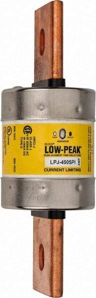 Cooper Bussmann - 300 VDC & 600 VAC, 450 Amp, Time Delay General Purpose Fuse - Bolt-on Mount, 203.2mm OAL, 100 at DC, 300 at AC (RMS) kA Rating, 2-19/32" Diam - All Tool & Supply