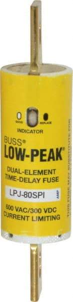 Cooper Bussmann - 300 VDC, 600 VAC, 80 Amp, Time Delay General Purpose Fuse - Bolt-on Mount, 4-5/8" OAL, 100 at DC, 300 at AC (RMS) kA Rating, 1-1/8" Diam - All Tool & Supply