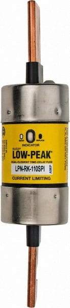 Cooper Bussmann - 250 VAC/VDC, 110 Amp, Time Delay General Purpose Fuse - Bolt-on Mount, 7-1/8" OAL, 100 at DC, 300 at AC (RMS) kA Rating, 1-19/32" Diam - All Tool & Supply