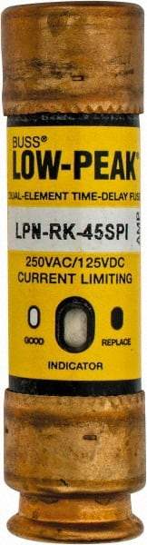 Cooper Bussmann - 125 VDC, 250 VAC, 45 Amp, Time Delay General Purpose Fuse - Fuse Holder Mount, 76.2mm OAL, 100 at DC, 300 at AC (RMS) kA Rating, 13/16" Diam - All Tool & Supply