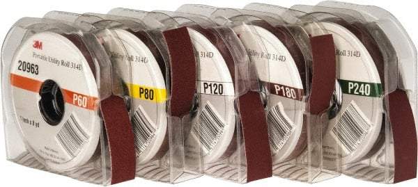 3M - 1" 5 Piece Roll Kit - 60, 80, 120, 180 & 240 Grit, & Medium, Fine & Very Fine Grades - All Tool & Supply