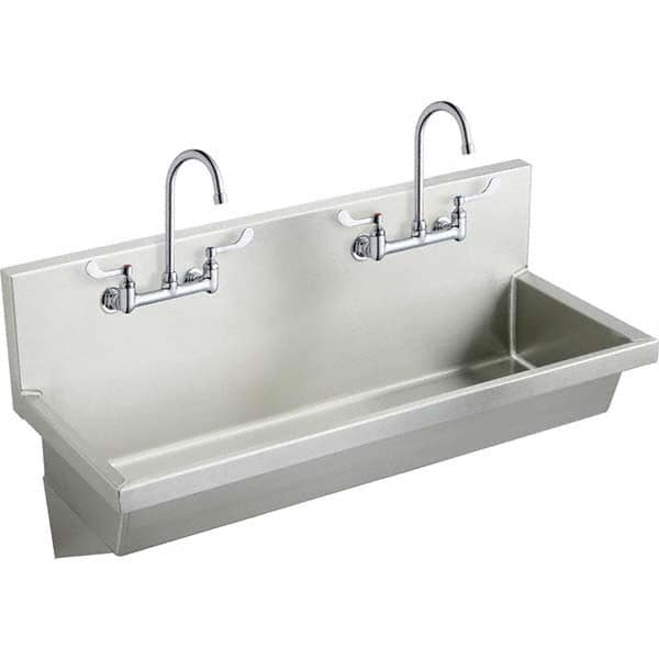 ELKAY - Stainless Steel Sinks Type: (2) Person Wash-Station w/Manual Faucet Outside Length: 48 (Inch) - All Tool & Supply