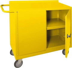 Durham - 2 Door, 1 Shelf, Yellow Steel Standard Safety Cabinet - 78" High x 18" Wide x 36" Deep, Manual Closing Door - All Tool & Supply