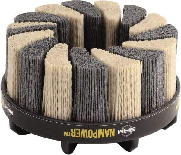 Brush Research Mfg. - 6" 80 Grit Ceramic/Silicon Carbide Tapered Disc Brush - Coarse Grade, CNC Adapter Connector, 0.71" Trim Length, 7/8" Arbor Hole - All Tool & Supply